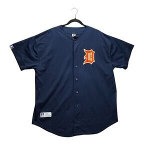 Russell Athletics Mens Vintage Detroit Jersey Size XL Tigers #7 MLB Blue Mesh